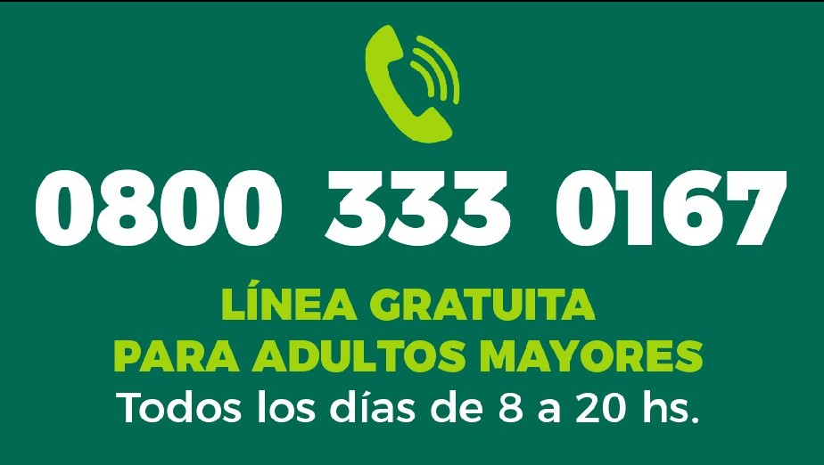 0800-333-0167: La línea gratuita para acompañar a los adultos mayores durante el aislamiento.