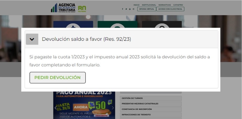 Saldo a favor por pago doble de cuota 1 y anual 2023 pueden pedir la devoluci�n online